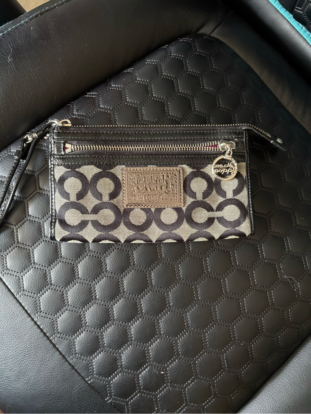 Coach Signature Canvas Wristlet in Black and Gray